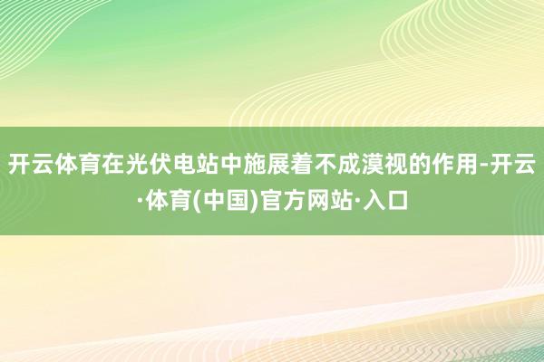 开云体育在光伏电站中施展着不成漠视的作用-开云·体育(中国)官方网站·入口